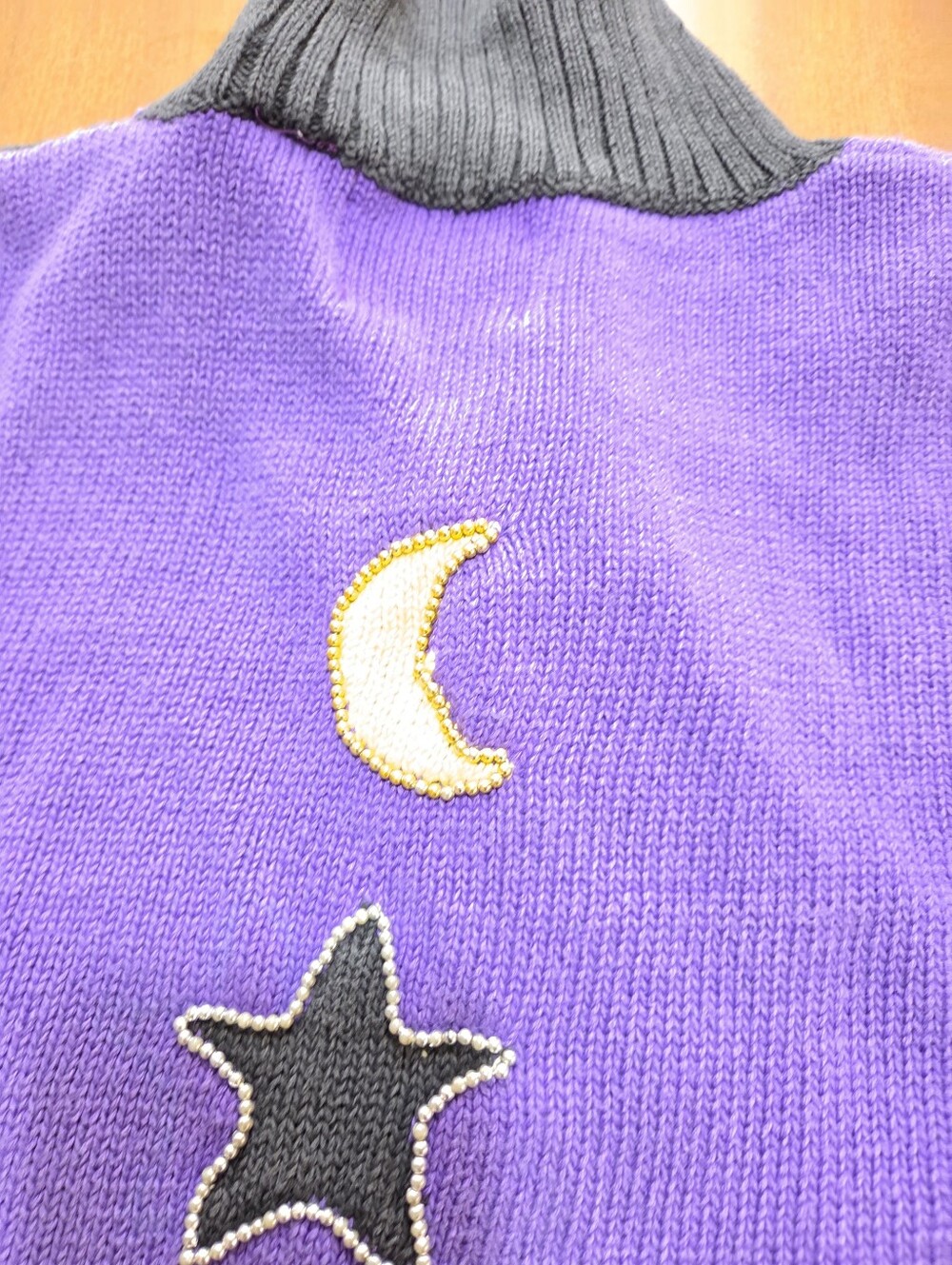 Storybook Knits Sweaters Celwstial Moon Stars Large Purple Black - Picture 11 of 12